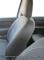 Авточехлы Premium для салона Renault Sandero Stepway '13-15 красная строчка, с цельной спинкой (MW Brothers)