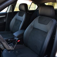 Авточехлы Leather Style для салона Skoda Octavia A5 '09-13 серая строчка (MW Brothers)